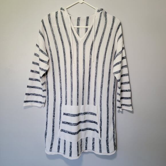 Tribal Jeans Nautical Coastal Hoodie Sweater Beach Cover-Up Tunic Top Womans L - Picture 1 of 12